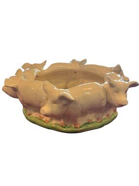 Vtg Vandor Imports Ring of Pigs Planter Ceramic 1979 9.5" x 3.25' Japan No Flaws